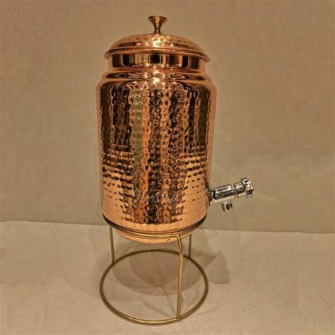 Copper Water Dispenser with Stand and With chromium plated brass tap - Ithiha