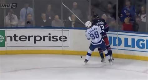 Video: Mikhail Sergachev Suffers Gruesome Leg Injury vs. Rangers - The Spun