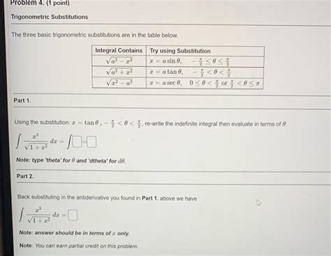 Solved The three basic trigonometric substitutions are in | Chegg.com