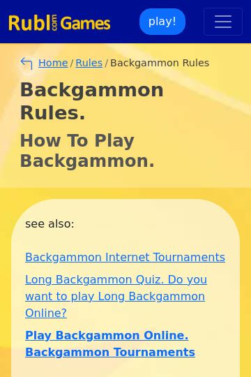 Backgammon Rules. How to play Backgammon