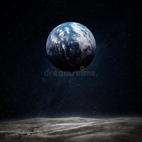 The Earth from Moon Surface. Elements of this Image Furnished by Stock Photo - Image of ...