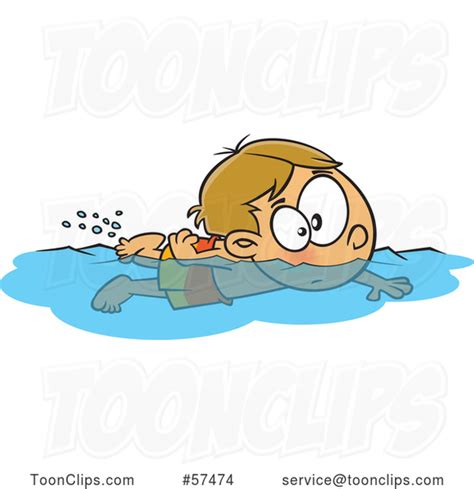 Cartoon White Boy Swimming #57474 by Ron Leishman