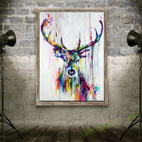 Watercolor HD Printed On Canvas Art Animal Canvas Painting Wild Elk Wall Pictures For Living ...