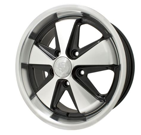 Porsche 5x130, 911 Fuchs Replica Wheel, Gloss Black & Polished, 17 X 7 - 9739