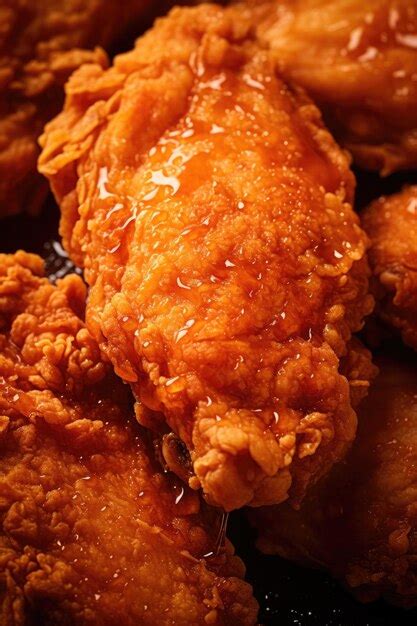 Premium Photo | Fried chicken detailed macro food shot close up