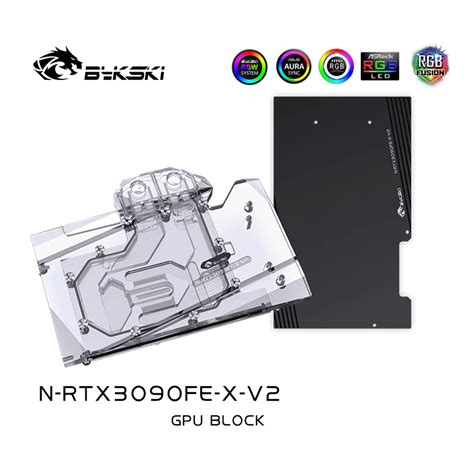 Bykski Full Coverage GPU Water Block and Backplate for nVidia Founders Edition RTX 3090 - N ...