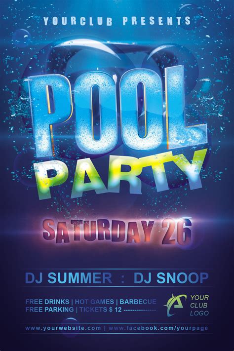 Background Pool Party Flyer Template