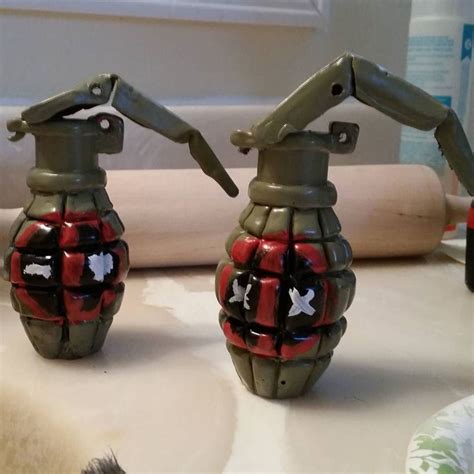 Skyler Ostler on Instagram: “Deadpool grenades are painted, I have to distress them still a bit ...