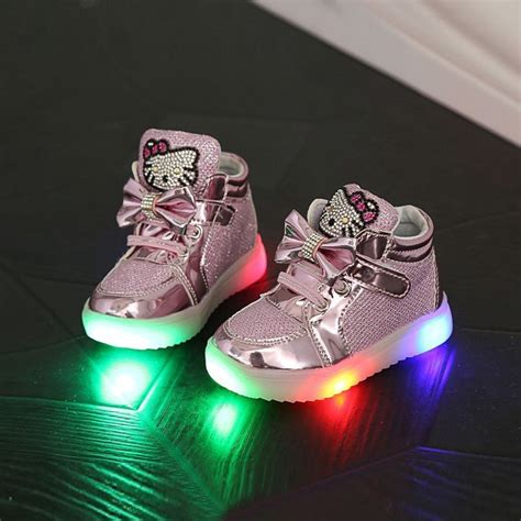 Hello Kitty Led Sneakers Light Lace Up Kids Shoes Luminous | Shopee ...