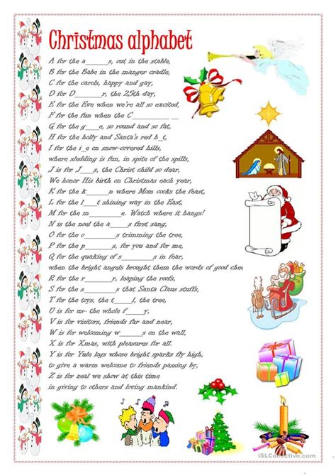 Christmas alphabet - English ESL Worksheets | Christmas alphabet, Christmas worksheets ...