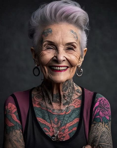 Grey Hair And Tattoos, Silver Haired Beauties, Stylish Older Women, Mod ...