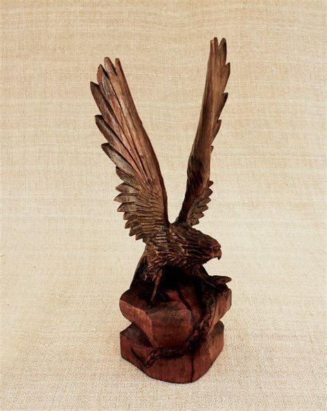 Wood Eagle Statuette Wood Figurine Soviet Hand Carved Wooden - Etsy Israel | Eagle statue ...