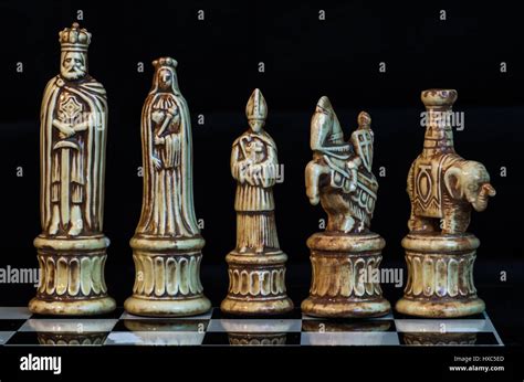 Ornate Chess pieces arranged with black background Stock Photo - Alamy