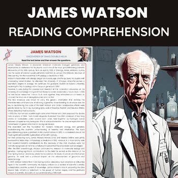 James Watson Biography Reading Comprehension Worksheet | DNA Biology