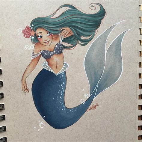 Finished this little lady for day 15 of MerMay! She'll be going home to ...