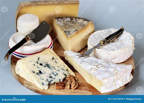 French Cheese Platter Assortment of Various Cheeses of France Stock ...