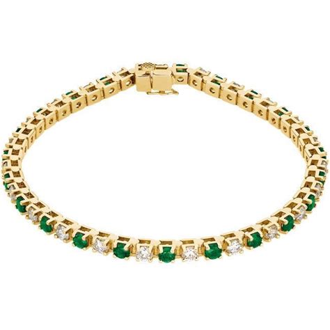 Emerald and Diamond Tennis Bracelet - 14kt Yellow Gold from Ferbers Unique Fine Jewelry ...