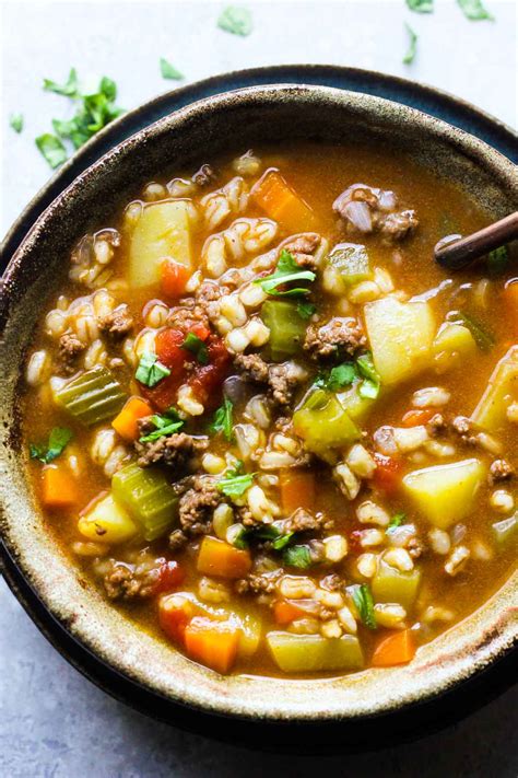 Instant pot hamburger soup with barley - Berry&Maple