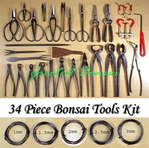 Multifunction bonsai tools set multi function bonsai kit 34 piece set Carbon Steel Shear Set and ...