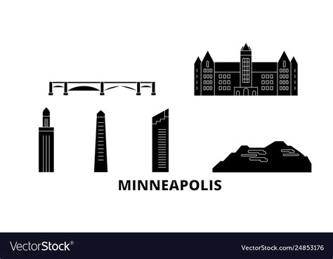 United states minneapolis flat travel skyline set Vector Image