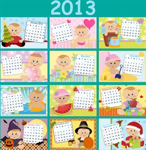 Elements of calendar grid13 design vector set Free vector in ...