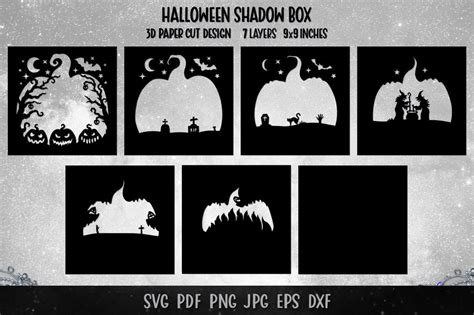 3D Halloween Shadow Box SVG | Halloween Light Box SVG - So Fontsy