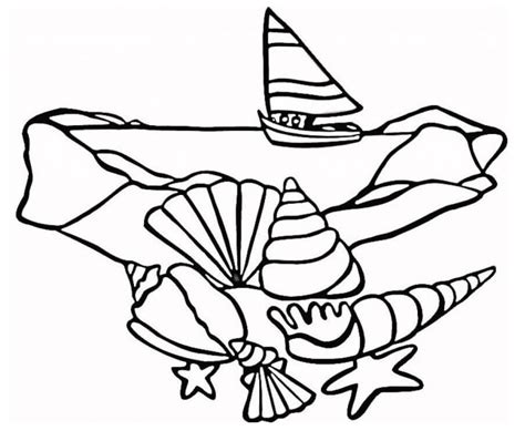 Cartoon Seashell Coloring Page - Free Printable Coloring Pages for Kids