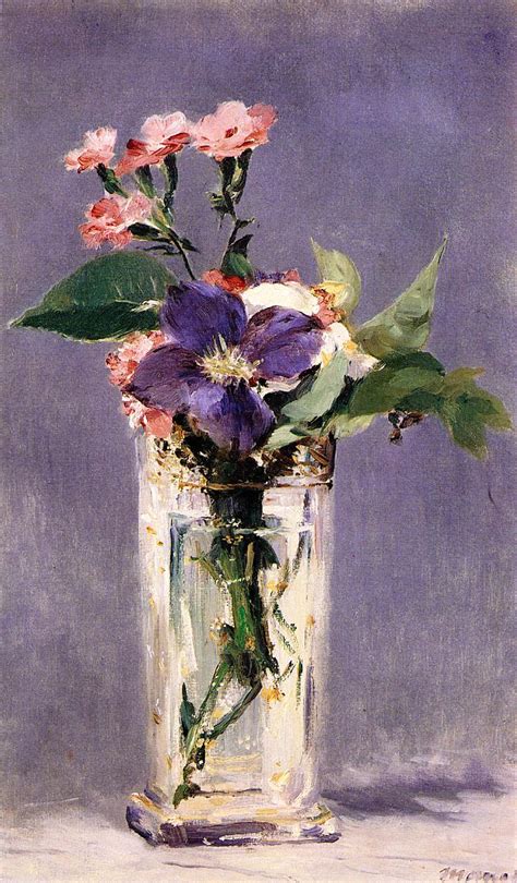 Pinks and Clematis in a Crystal Vase — Edouard Manet – Biblioklept