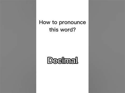 how to pronounce decimal #youtubeshorts #shorts #english #pronunciation ...