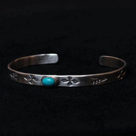 Silver and Turquoise Cuff Bracelet - Southwest Indian Foundation - 6444