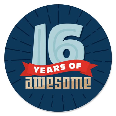 Boy 16th Birthday - Sweet Sixteen Birthday Party Circle Sticker Labels - 24 Count - Walmart.com ...