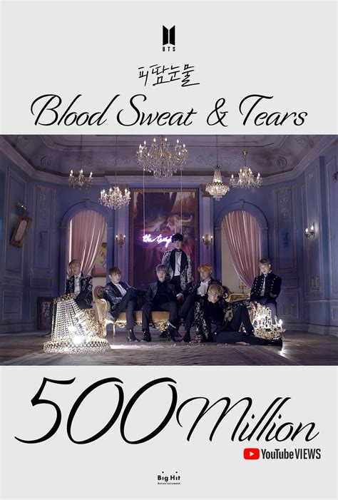 BTS's "Blood Sweat & Tears" Becomes Their 8th MV To Surpass 500 Million Views | Soompi