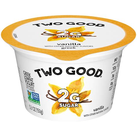 Two Good Vanilla Low Fat Lower Sugar Gluten Free Greek Yogurt, 5.3 Oz ...