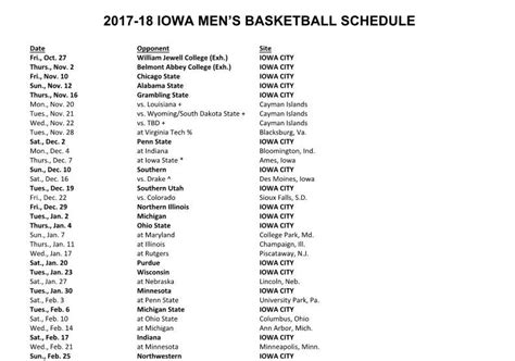 Iowa Hawkeye Men's Basketball Schedule 2024-24 - Jolie Madelyn