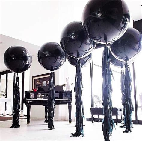 Image by Alayna Lilly on Party Time | Black balloons, Black party decorations, Black and white ...