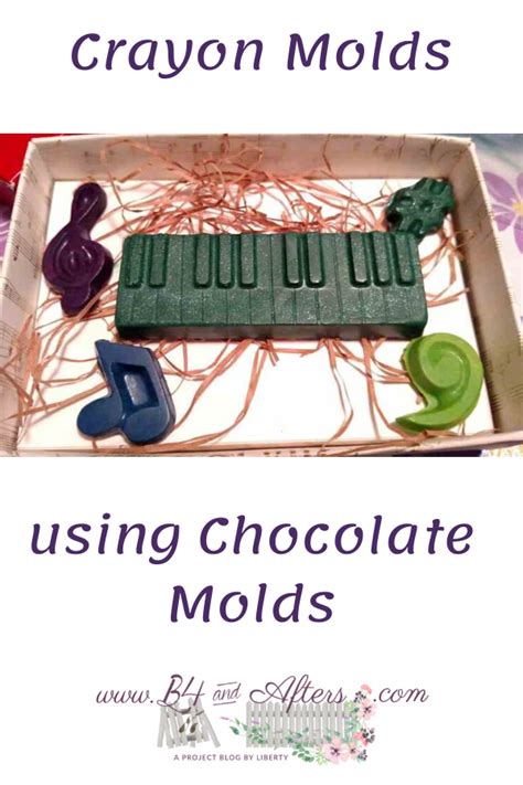 a tray with chocolate molds in it and the words crayon molds using ...