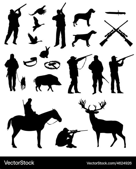 Hunting silhouettes Royalty Free Vector Image - VectorStock