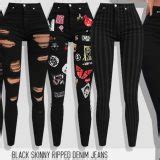 Black Skinny Ripped Denim Jeans Collection | Jeans Clothes Mod Download