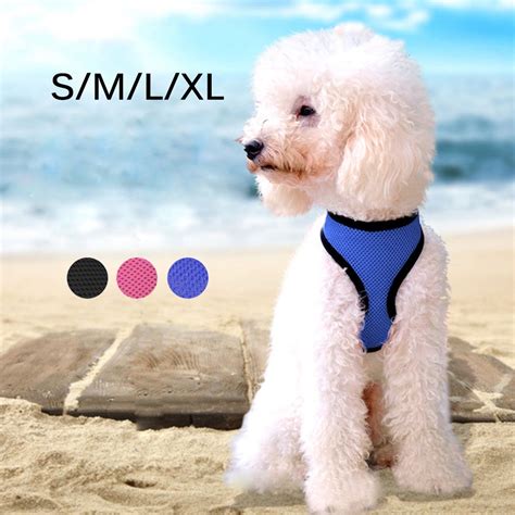 3 Colors Comfort Soft Mesh Padded Adjustable Dog Puppy Comfortable Harness Dog Walking Harness ...