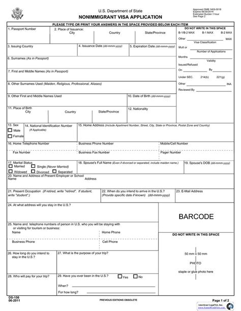 Blank Us Visa Application Form | Passport application form, Application form, Blank form