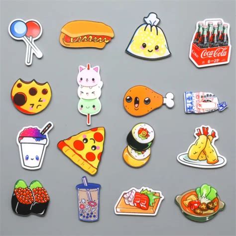 1 pcs Cute Cartoon food acrylic material fridge magnets whiteboard sticker Refrigerator Magnets ...