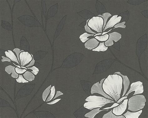 Shop Sample Floral Nature Wallpaper in Grey and Black design by BD Wall | Burke Decor