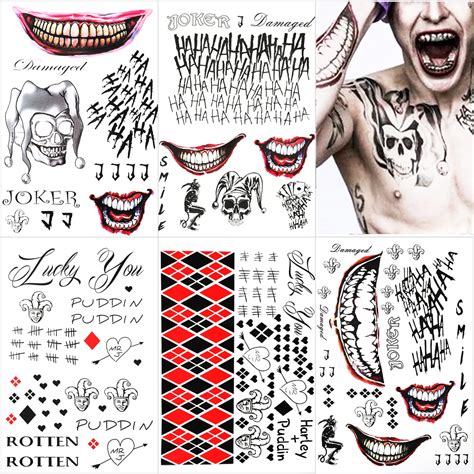 Buy 5 Large Sheets Joker Tattoos, the Joker Temporary Tattoos from ...