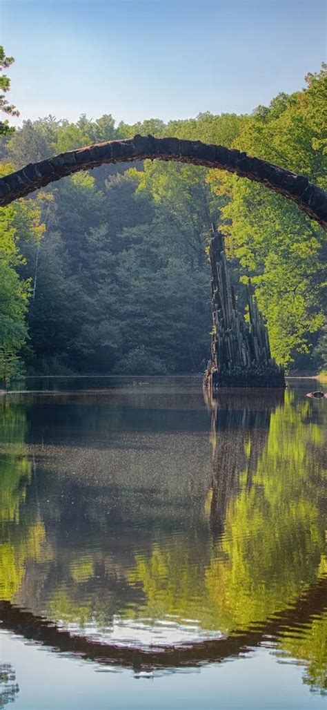 Nature, Landscape, Reflection, Symmetry, Rakotzbrücke Devil'S Bridge 5K ...