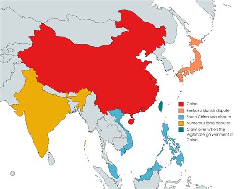 Ongoing territorial disputes involving the People's Republic of China : r/MapPorn