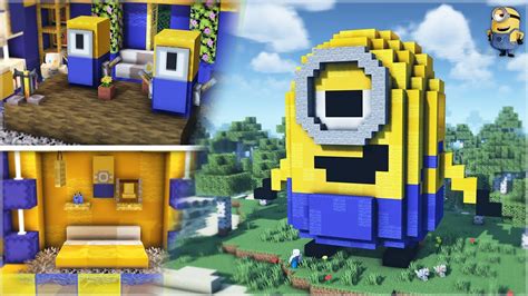 ⛏️ Minecraft Tutorial :: 💛 How to build the Minions House 💙 [마인크래프트 귀여운 ...