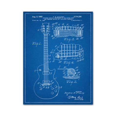 Gibson Les Paul Guitar (Blueprint) - Patent Posters - Touch of Modern