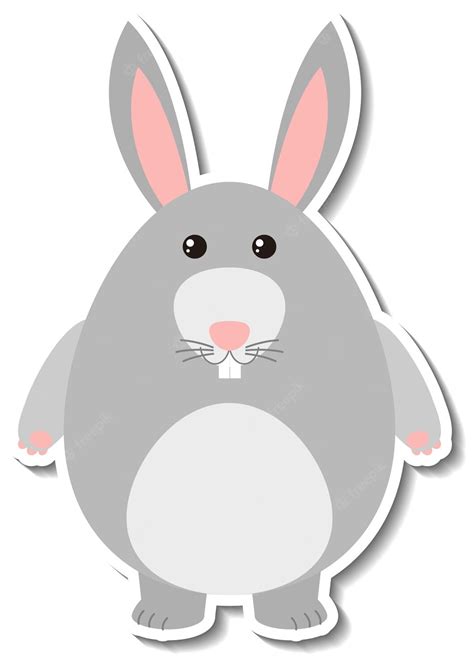 Free Vector | Chubby rabbit animal cartoon sticker