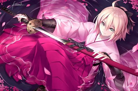 HD wallpaper: Fate Series, pink hair, anime, katana, girls with swords ...