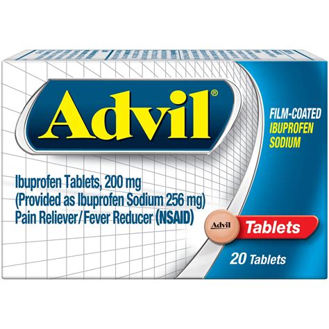 Advil Film Coated Tablets Pain Reliever and Fever Reducer, Ibuprofen ...